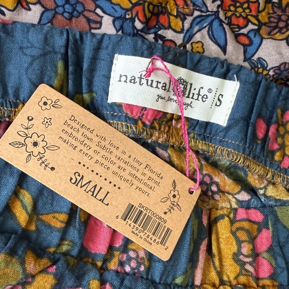 NATURAL LIFE Teal Floral Camille Boho Maxi Skirt Small NWT Spring Summer - Picture 7 of 8